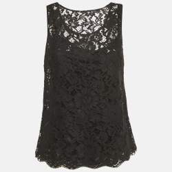 Pre Owned Dolce & Gabbana Black Lace Sleeveless Top S