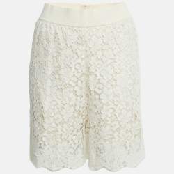 Pre Owned Dolce & Gabbana White Lace Shorts S