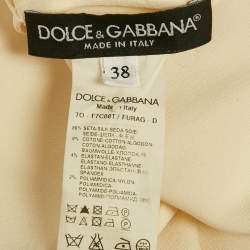 Pre Owned Dolce & Gabbana Cream Lace Trim Satin Blouse S