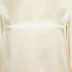 Pre Owned Dolce & Gabbana Cream Lace Trim Satin Blouse S