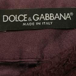 Pre Owned Dolce & Gabbana Plum Lace Midi Skirt M
