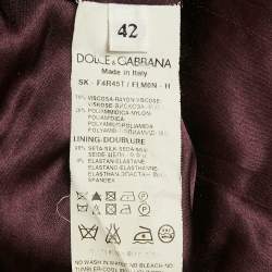 Pre Owned Dolce & Gabbana Plum Lace Midi Skirt M