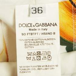 Pre Owned Dolce & Gabbana Yellow Rose Print Cotton Crop Top and Shorts Set XS