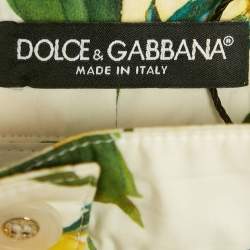 Pre Owned Dolce & Gabbana Yellow Rose Print Cotton Crop Top and Shorts Set XS