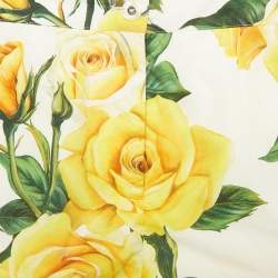 Pre Owned Dolce & Gabbana Yellow Rose Print Cotton Crop Top and Shorts Set XS
