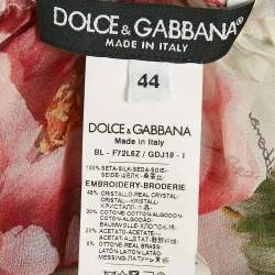Pre Owned Dolce & Gabbana Pink Floral Print Silk Crystal Embellished Tunic M