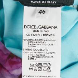 Pre Owned Dolce & Gabbana Blue Floral Print Cotton Midi Dress L