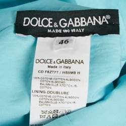 Pre Owned Dolce & Gabbana Blue Floral Print Cotton Midi Dress L