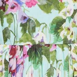 Pre Owned Dolce & Gabbana Blue Floral Print Cotton Midi Dress L