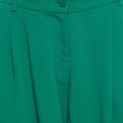 Pre Owned Dolce & Gabbana Green Crepe Pleated Shorts M