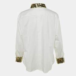 Pre Owned Dolce & Gabbana White Cotton Sequined Shirt XL 