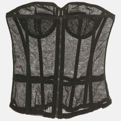 مملوكة مسبقًا Dolce & Gabbana Black Stretch Mesh Sheer Corset Top S