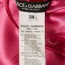 Pre Owned Dolce & Gabbana Pink Crepe Crossover Neck Mini Dress S