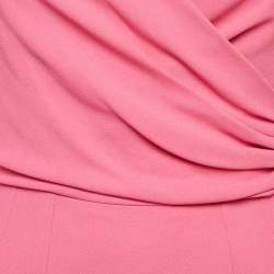 Pre Owned Dolce & Gabbana Pink Crepe Crossover Neck Mini Dress S