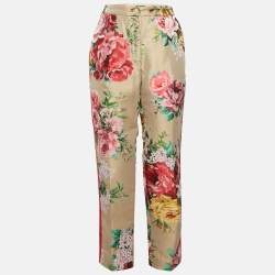 Pre Owned Dolce & Gabbana Beige Floral Jacquard Tailored Pants M