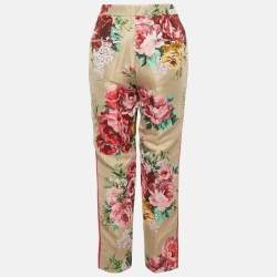 Pre Owned Dolce & Gabbana Beige Floral Jacquard Tailored Pants M