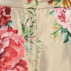 Pre Owned Dolce & Gabbana Beige Floral Jacquard Tailored Pants M