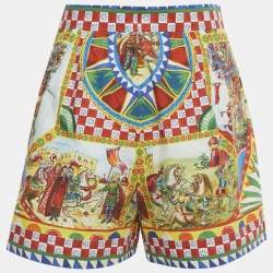 Pre Owned Dolce & Gabbana Multicolor Carreto Print Cotton Shorts M