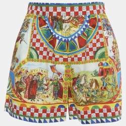 Pre Owned Dolce & Gabbana Multicolor Carreto Print Cotton Shorts M