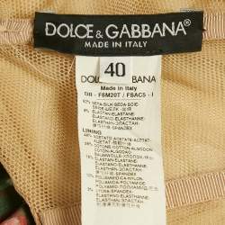 Pre Owned Dolce & Gabbana Beige Floral Print Silk Bow Detail Strapless Mini Dress S 