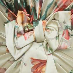 Pre Owned Dolce & Gabbana Beige Floral Print Silk Bow Detail Strapless Mini Dress S 