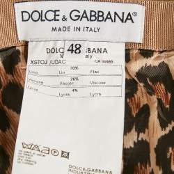 Pre Owned Dolce & Gabbana Brown Linen Pencil Skirt L