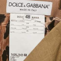 Pre Owned Dolce & Gabbana Brown Linen Pencil Skirt L