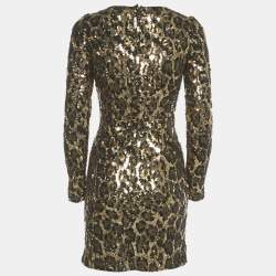 Pre Owned Dolce & Gabbana Gold/Black Sequin Mini Dress S