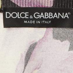 Pre Owned Dolce & Gabbana Black Floral Print Cashmere & Silk Jumper M