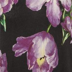 Pre Owned Dolce & Gabbana Black Floral Print Cashmere & Silk Jumper M