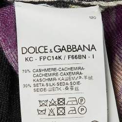Pre Owned Dolce & Gabbana Black Floral Print Cashmere & Silk Cardigan L 
