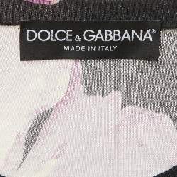 Pre Owned Dolce & Gabbana Black Floral Print Cashmere & Silk Cardigan L 