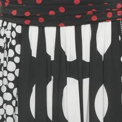 Pre Owned Dolce & Gabbana Black/White Polka Dot Print Silk Halter Neck Maxi Dress M
