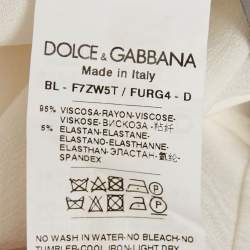 Pre Owned Dolce & Gabbana White Crepe Tie-Up Neck Blouse M