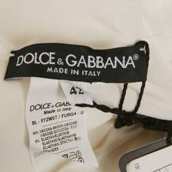Pre Owned Dolce & Gabbana White Crepe Tie-Up Neck Blouse M