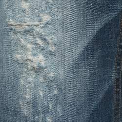 Pre Owned Dolce & Gabbana Blue Distressed Denim Capri Jeans M/Waist 32"