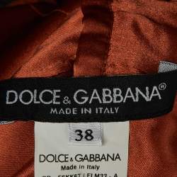 Pre Owned Dolce & Gabbana Burnt Orange Lace Mini Dress S
