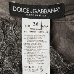 Pre Owned Dolce & Gabbana Grey Lace Mini Skirt XS