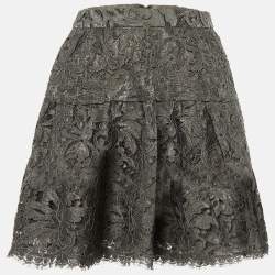 Pre Owned Dolce & Gabbana Grey Lace Mini Skirt XS