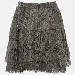 Pre Owned Dolce & Gabbana Grey Lace Mini Skirt XS