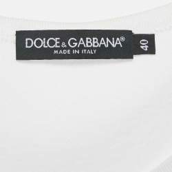 Pre Owned Dolce & Gabbana White Printed Cotton Vest S
