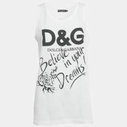 Pre Owned Dolce & Gabbana White Printed Cotton Vest S