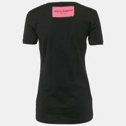 Pre Owned Dolce & Gabbana Black D& G Heart Print Cotton T-Shirt S