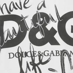 Pre Owned Dolce & Gabbana White Printed Cotton T-Shirt S