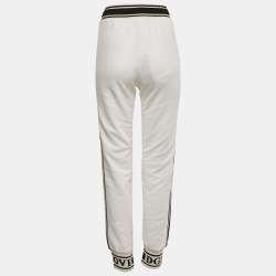 Pre Owned Dolce & Gabbana White Logo Band Cotton Track Pants S
