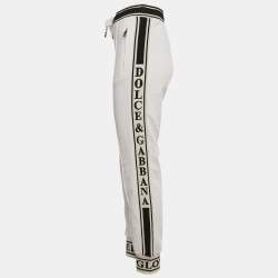 Pre Owned Dolce & Gabbana White Logo Band Cotton Track Pants S
