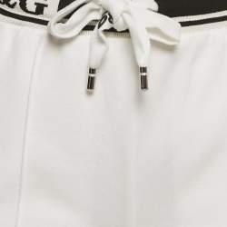 Pre Owned Dolce & Gabbana White Logo Band Cotton Track Pants S