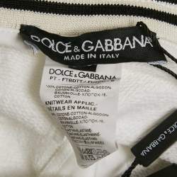 Pre Owned Dolce & Gabbana White Logo Band Cotton Track Pants S