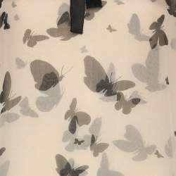 Pre Owned Dolce & Gabbana Beige Butterfly Print Chiffon Ruffled Layered Maxi Dress S