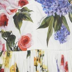 Pre Owned Dolce & Gabbana White Floral Print Cotton Blend Mini Dress M